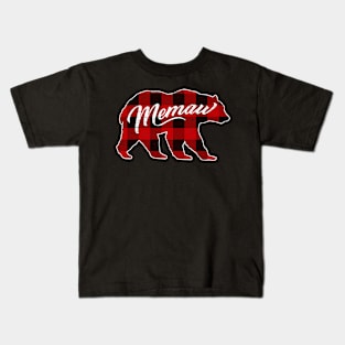 Red Plaid Memaw Bear Shirt Matching Pajama Family Kids T-Shirt